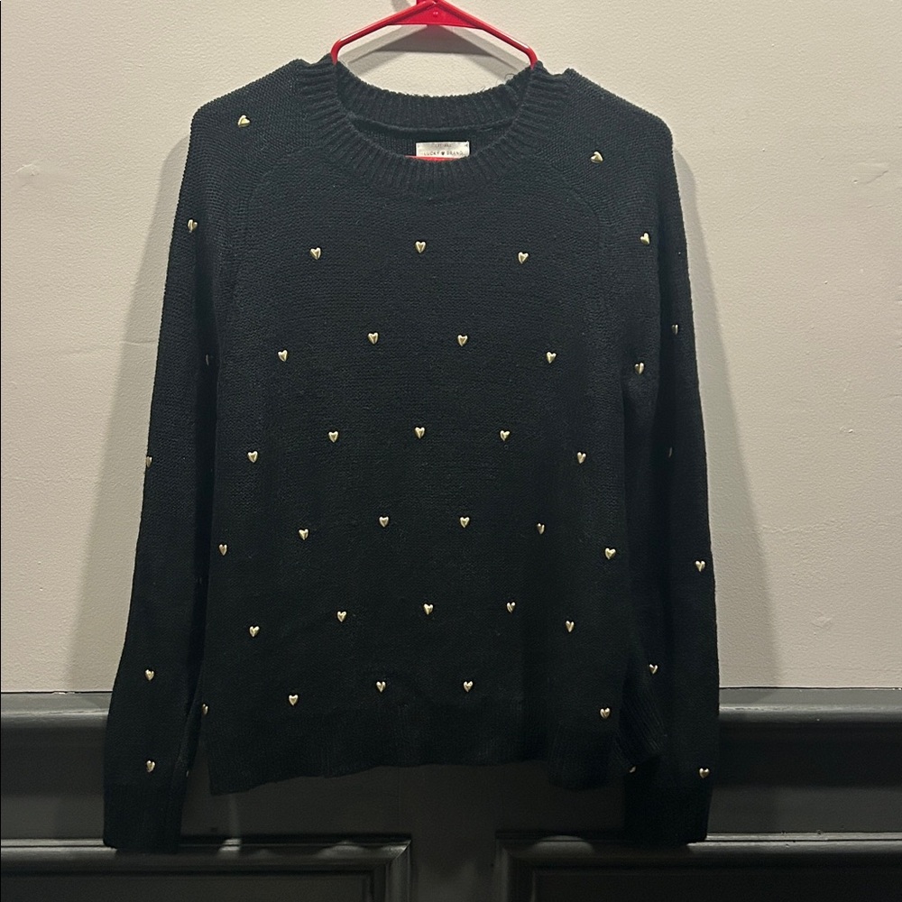 Lucky Brand Black Sweater with Gold Details